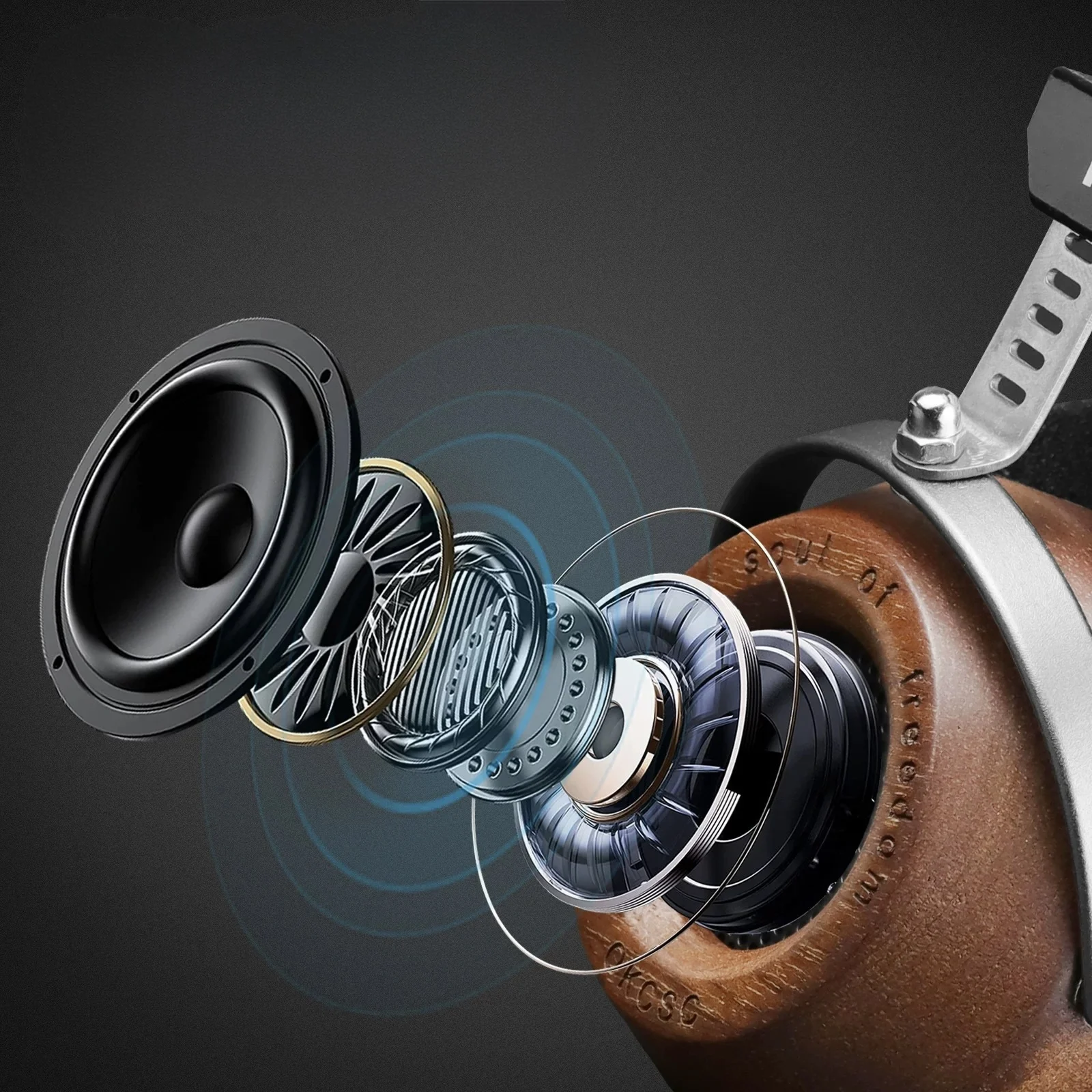 Simple style high-end wooden headphones with retro design, high-fidelity noise-cancelling audio equipment for audiophiles.