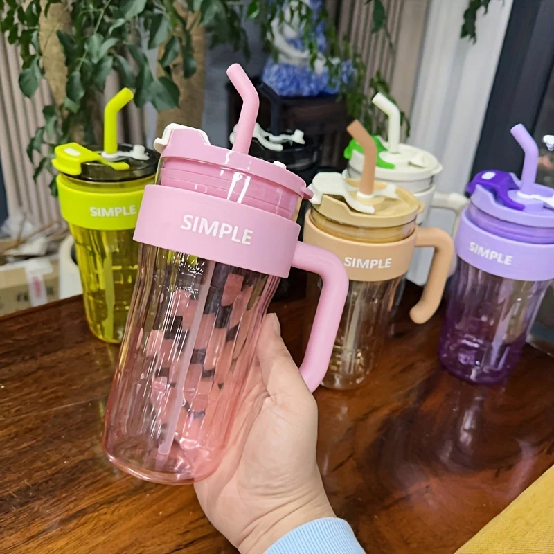 1pc, Tumbler With Lid And Straw, 920ml Plastic Water Bottle With Handle, Water Cups, Summer Winter Drinkware, Travel Accessories