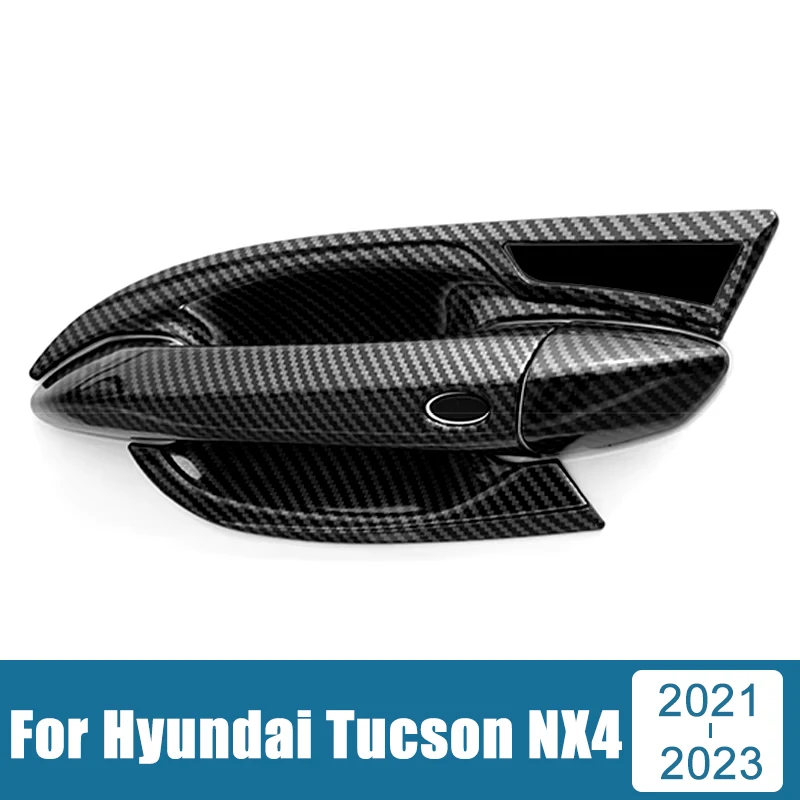 

For Hyundai Tucson NX4 2021 2022 2023 ABS Carbon Car Outer Door Handle Bowl Catch Cover Protection Trims Stickers Accessories