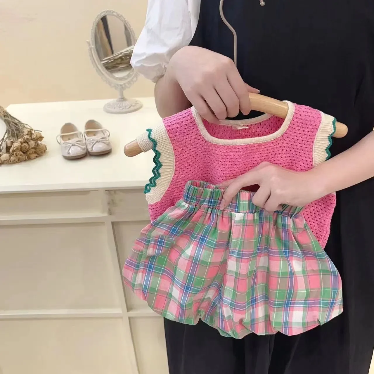 Ensemble de vêtements d'été pour bébés filles, chemises élégantes avec glaçure + shorts à carreaux, vêtements décontractés d'anniversaire pour enfants, mode 2023