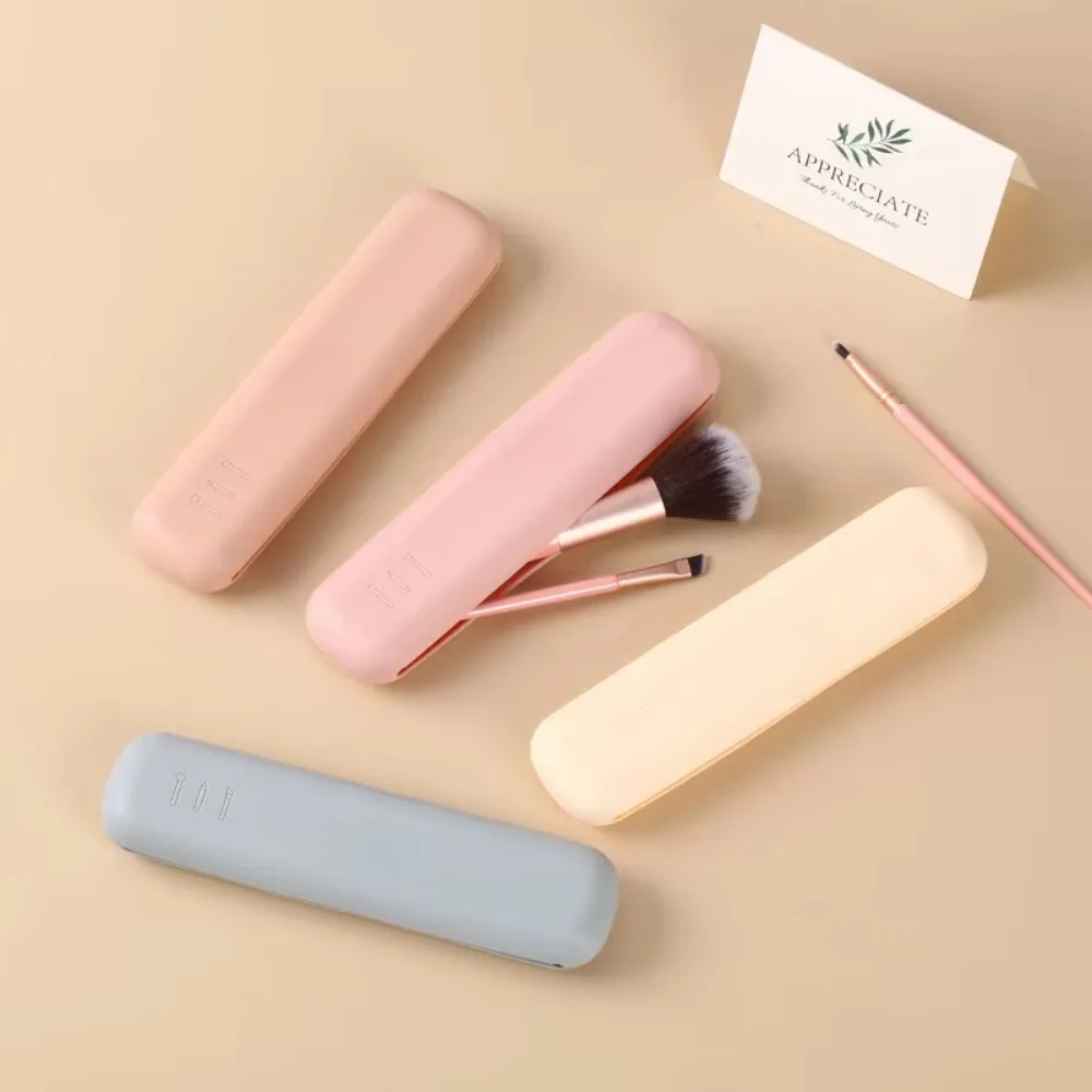 Porte-brosse de maquillage en silicone pour femmes et filles, sac de voyage pour pinceaux cosmétiques, étui pour éponge de maquillage, outils de maquillage portables et étanches