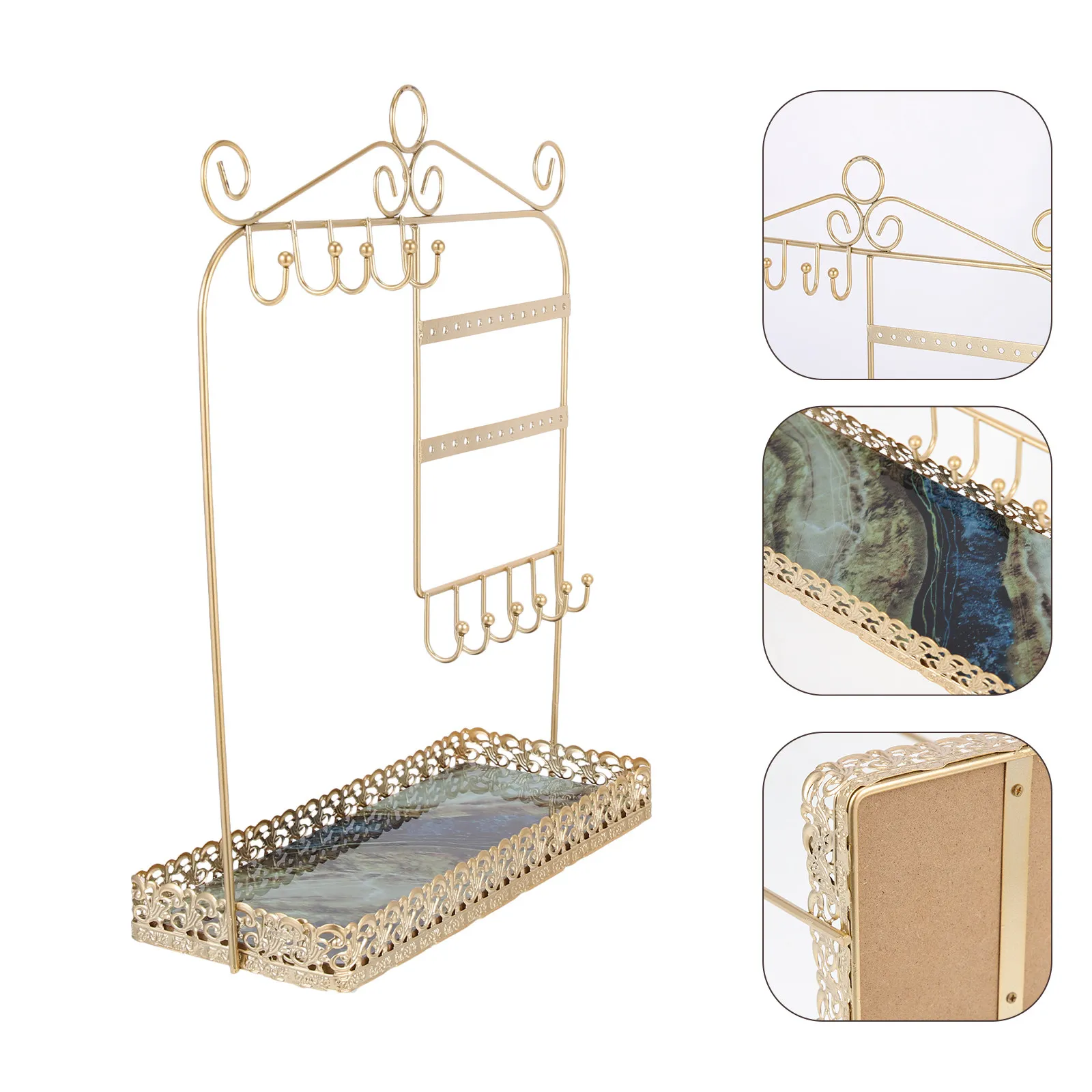 

Premium Iron Jewelry Display Stand Golden Earring Storage Rack Multifunctional Desktop Wall Mount Organizer for Ear Studs Hoops