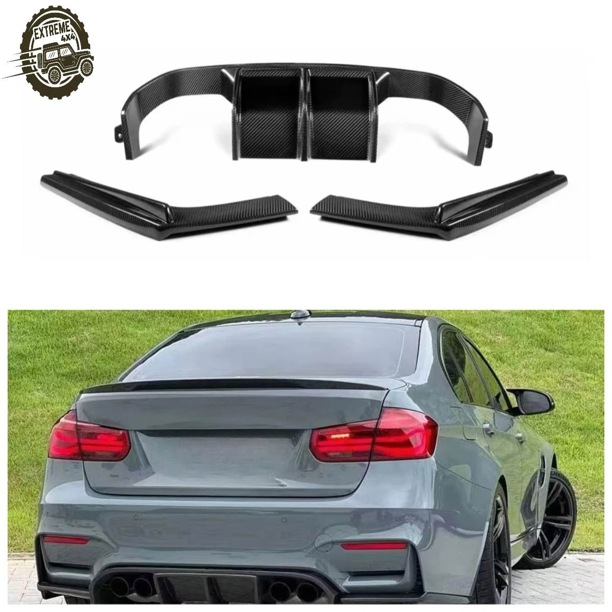 F80 F82 F83 Dry Carbon Rear Lip Corners, Suitable for 2014-2020 BMW M3 F80 M4 F82 F83 High Quality V Style Dry Carbon Diffuser.