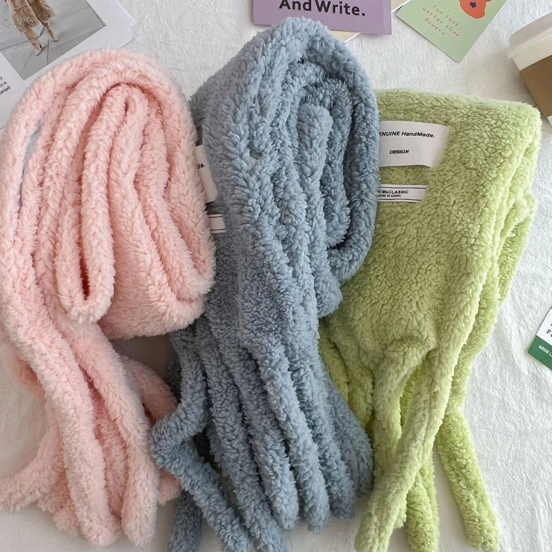 Écharpe en peluche avec poche pour le cou glands, couleur unie, longue griffe poulpe, livraison directe