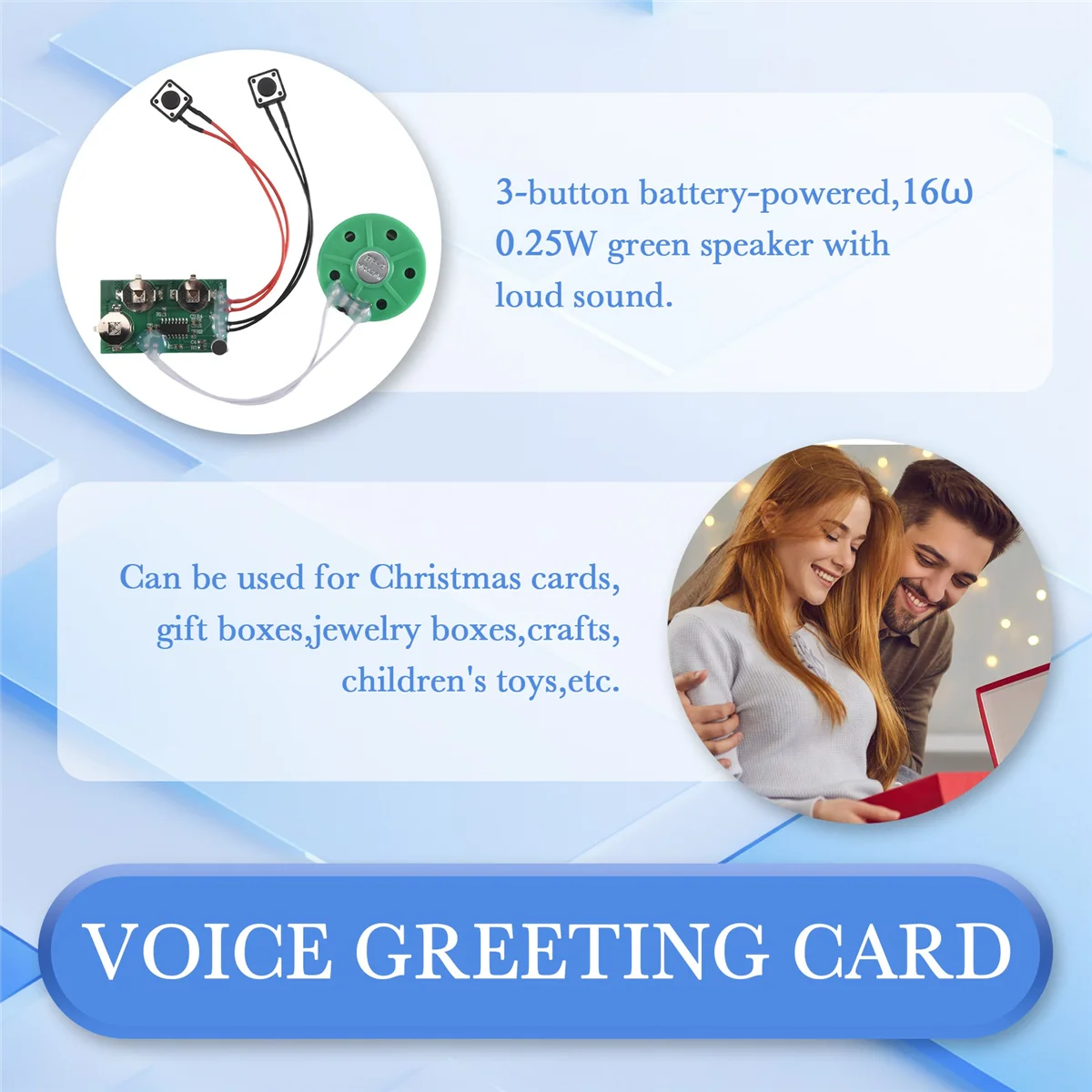 UNCL DIY Voice Module Card 4 Minutes Recording Playback Voice Sound Chip Voice Greeting Card for Holiday Luggage Replacement