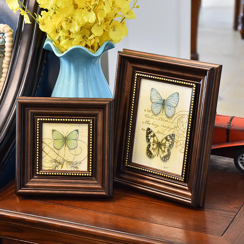 American Retro Vintage Photo Frame Display Platform European Style Frame Wall Hanging 6 7 8 10 Inch A4 Photo Wall Decor