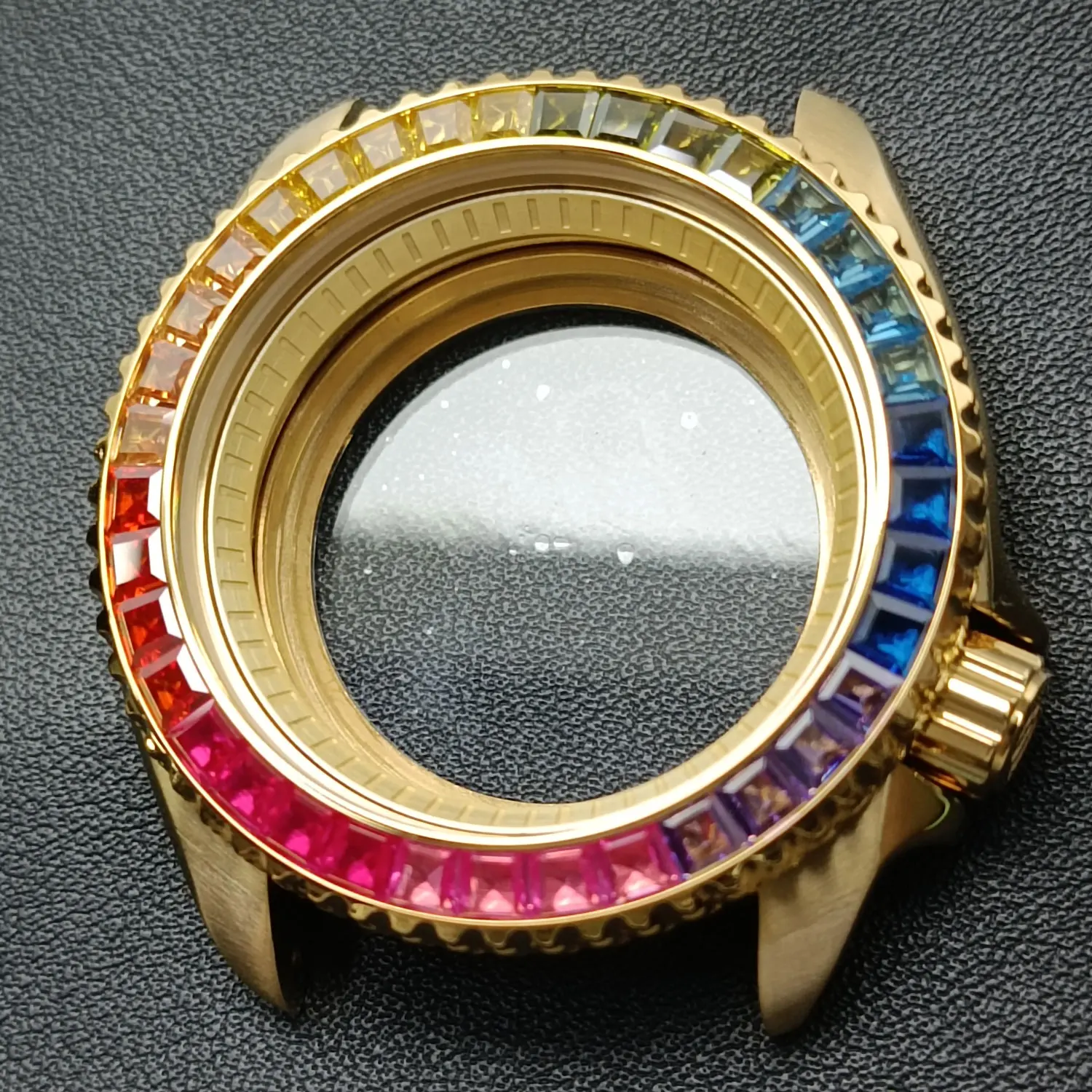 42 มม.อัญมณี BEZEL 007 กันน้ําสําหรับ NH Movement 35 36 การเคลื่อนไหว Sapphire คริสตัลอัญมณีกรณี