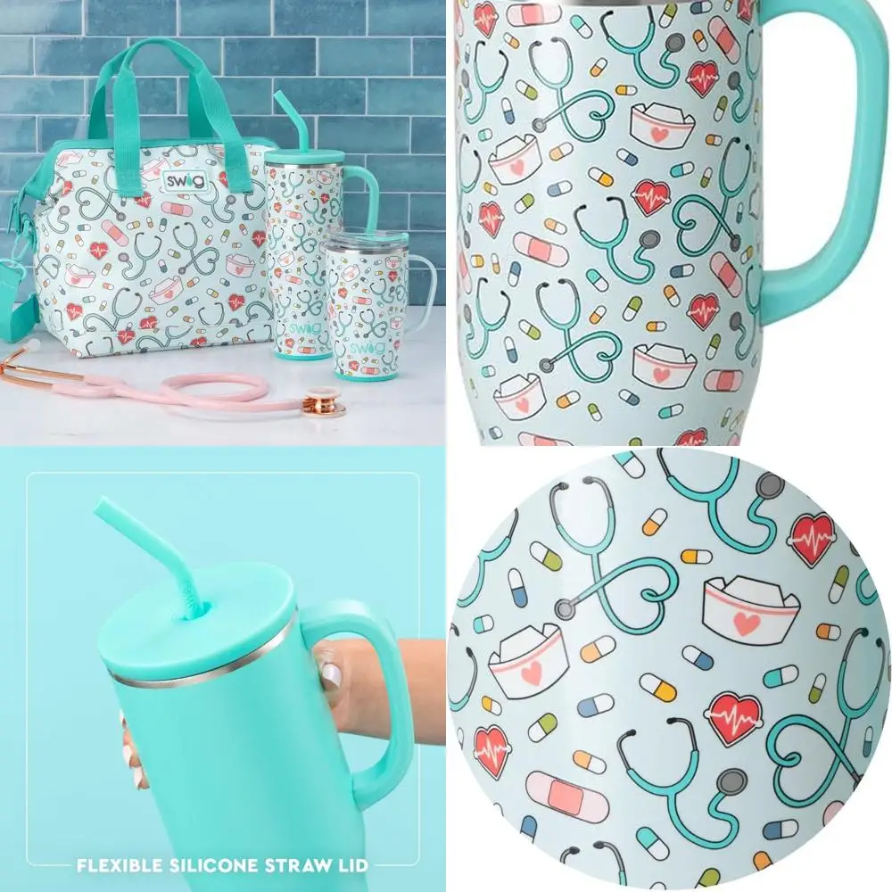 

Изолированный стакан на 40 унций с ручкой и соломинкой — легкий, можно мыть в посудомоечной машине, приятный для медсестры скраб в подарок на жизнь