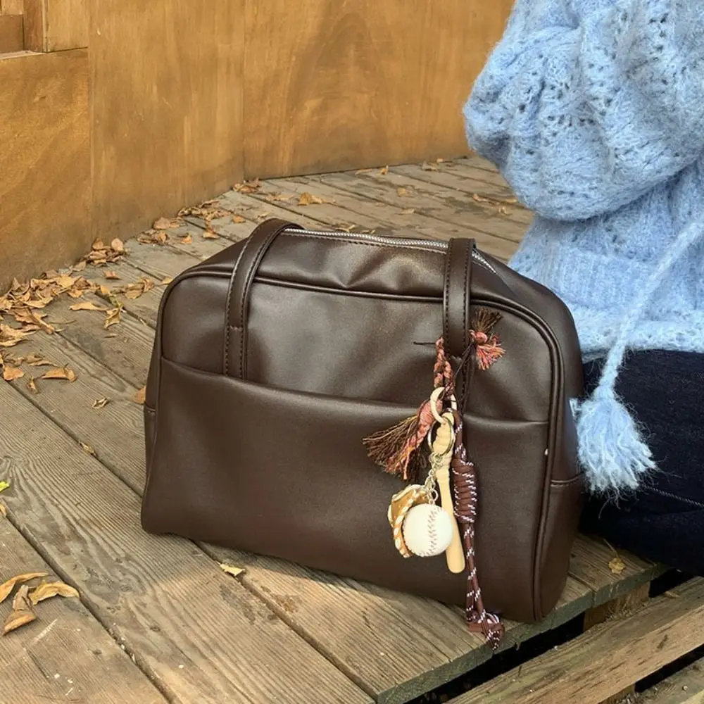 Fashion Large Capacity Tote Bag Solid Color PU Leather Shoulder Bag Extra Large Underarm Bag Travel