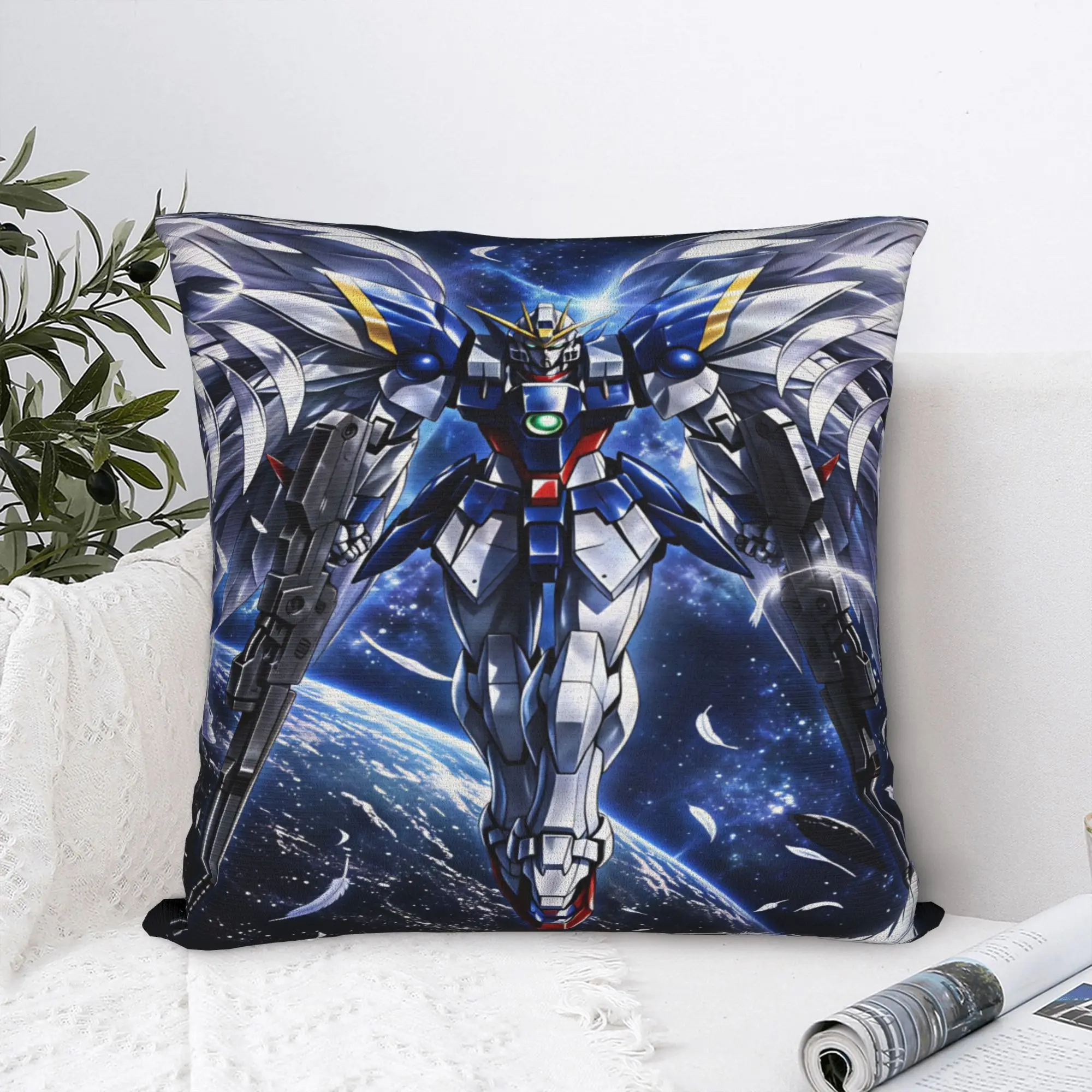 Pillow Cover Mobile Suit Gundam  Cute Funny Pillow Case For Sofa Couch Bed Living Room Pillowcases