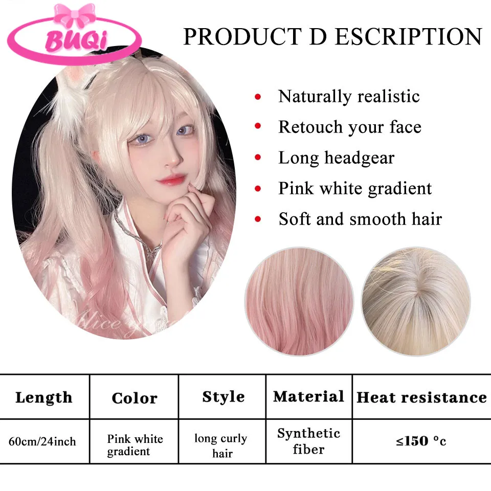 Synthetic Chemical Fibre Hair Wig Female Long Curly Hair Net Red Lolita Gradient Wig Natural Flush Bangs Realistic Wig Full Head