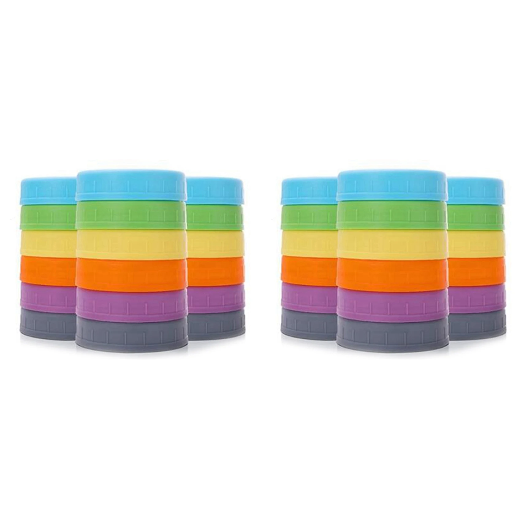 Couvercles de pot à bouche régulière en plastique, 36 pièces, pour boule, Kerr et plus avec anneaux, capuchon de rangement en pl