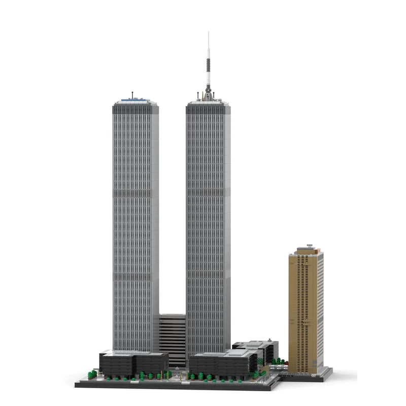 Precision MOC World Trade Center Complex 1:800 Scale Model - 7124-Piece Building Block Set, Challenging Construction Toy for Arc