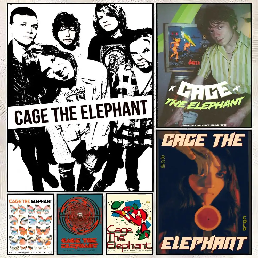Rock Band C-Cage The Elephant Album Cover Poster Vintage PP Paper Wall Art Home Decor Print for Bedroom Living Room Aesthetic