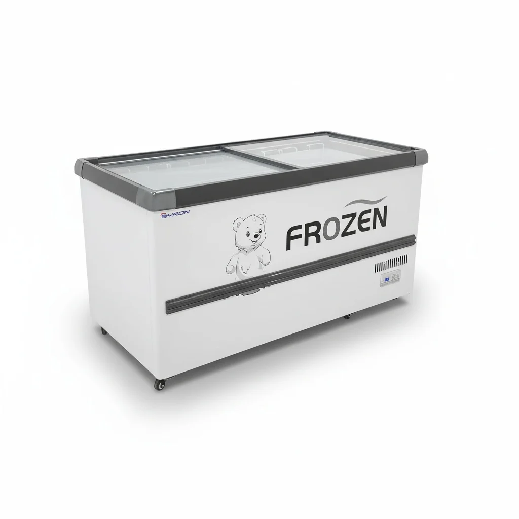 Commercial Island Freezer, Glass Top Chest Freezer, Direct Cooling R290 Deep Freezer, Meat Display Cooler for Supermarket