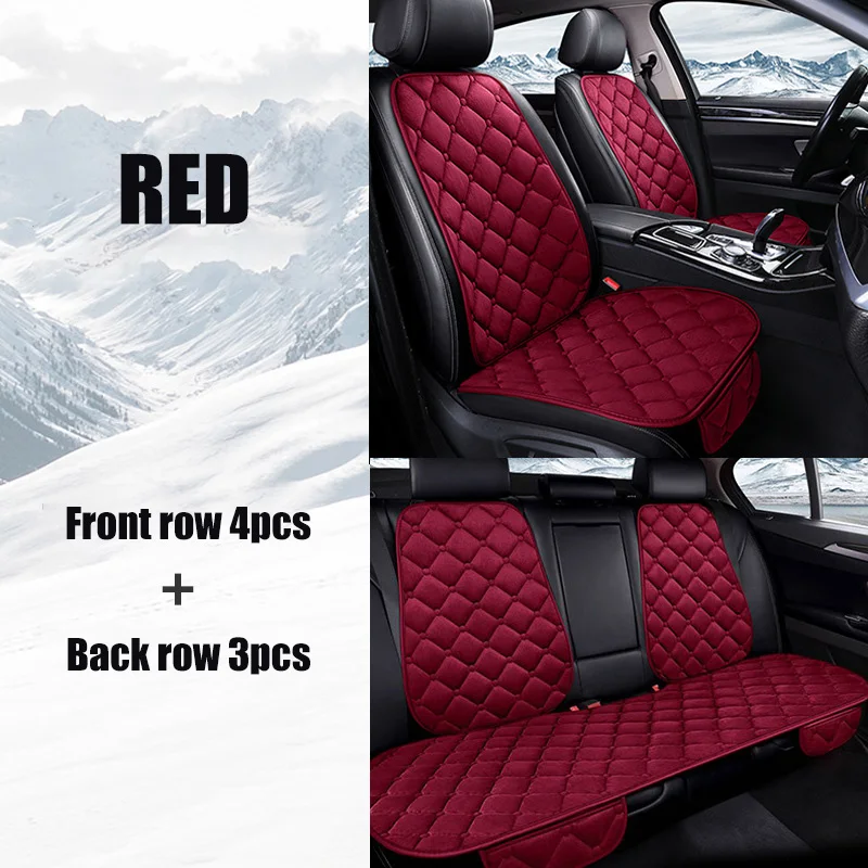 7PCS Set Warm Plush Car Seat Cushion Cover Backrest Front Rear Seat Protector Case Wear-resistant Universal Auto Accessories