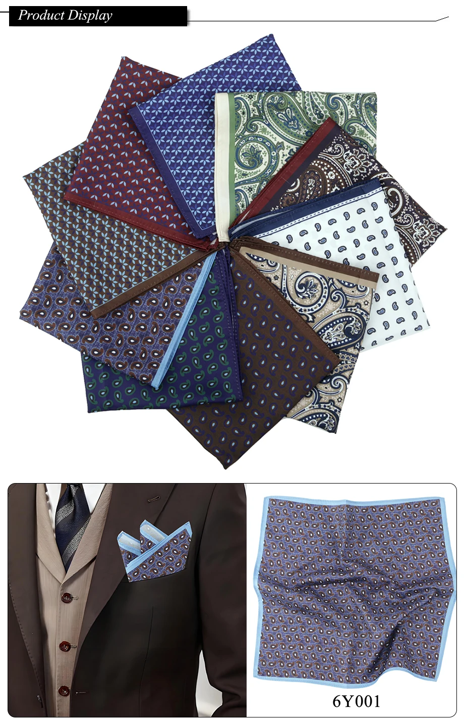 Neue Design Paisley Gedruckt Retro Business Männer Einstecktuch Taschentuch Anzug Zubehör Hanky Brust Schal 11,81 zoll geschenk – Detail 5