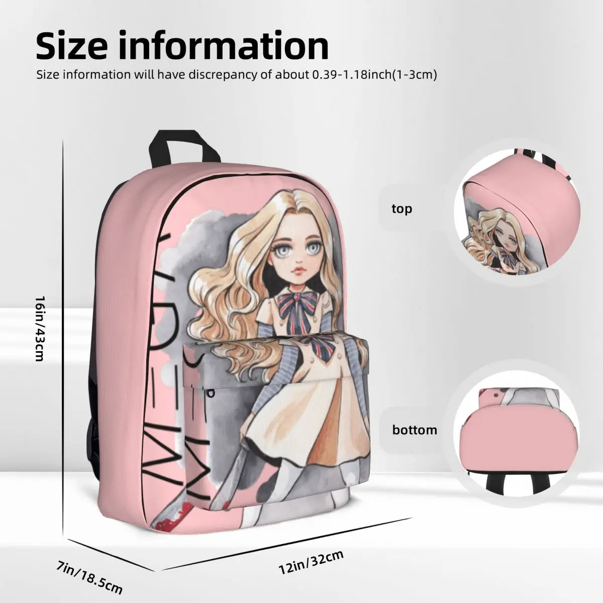 M3gan Movie Backpack 2024 Fashion Pink Travel Xmas Gift Backpacks Female Kawaii School Bags Colorful Print Rucksack