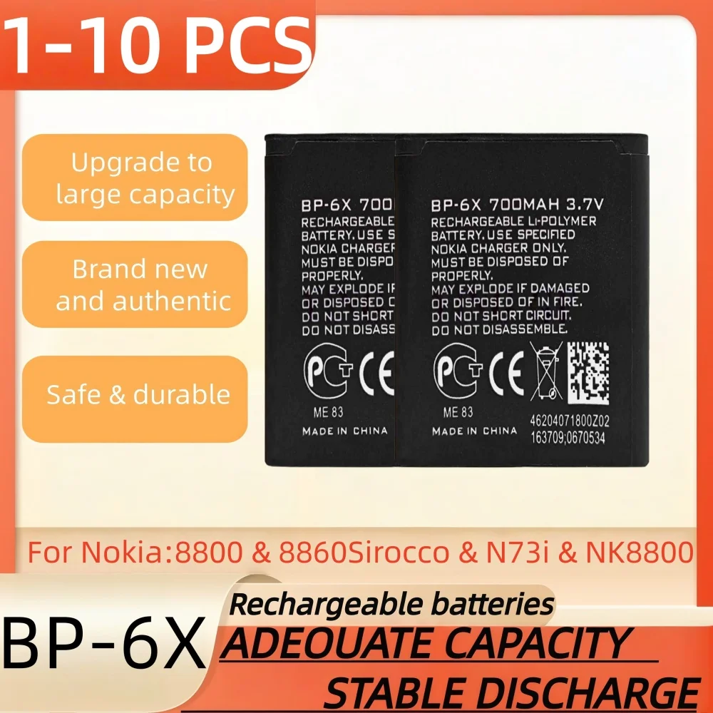 3.7V 700mAh,BP-6X rechargeable battery suitable for Nokia 8800 & 8860Sirocco & N73i & NK8800 mobile phone battery