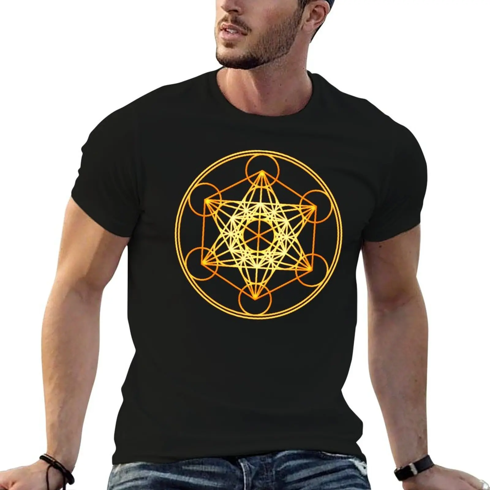 Metatrons Cube, Flower of life, Sacred Geometry T-Shirt Everyday Wear Basic Short Sleeve Top