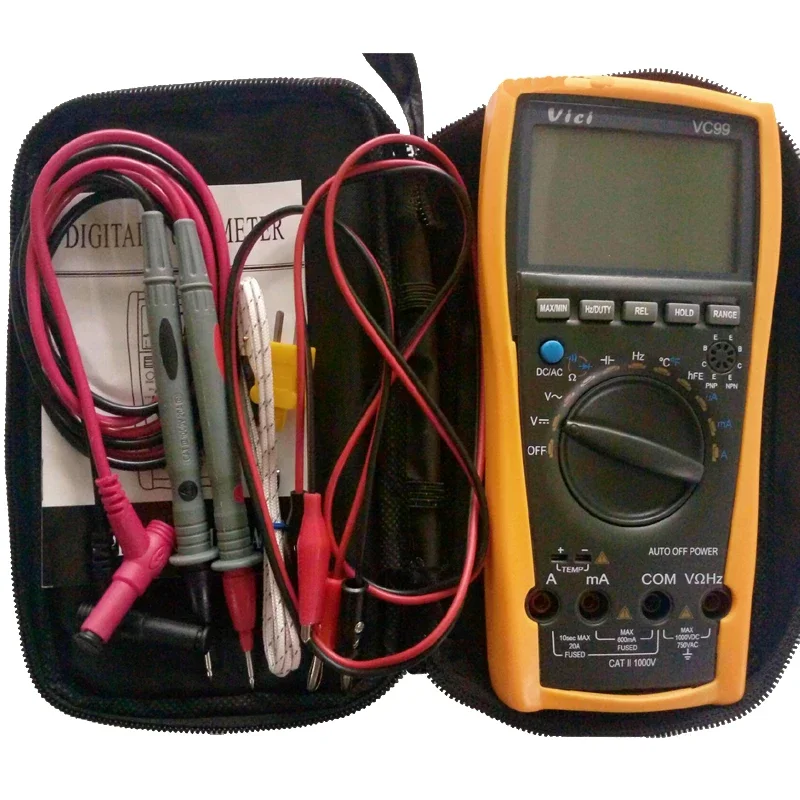 

VC99 Auto Range 3 6/7 Digital Multimeter 20A Ammeter Resistance Capacitance Temperature Meter Voltmeter & Analog read bar
