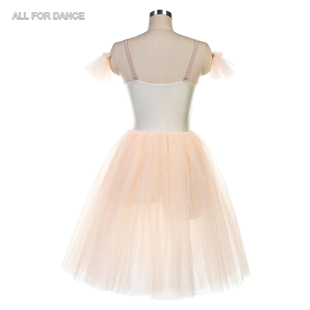 26045 Elfenbeinfarbenes Spandex-Mieder mit hellrosa weichem Tüll-Tutu-Rock für Erwachsene und Mädchen, romantische Ballettkostüme, Bühnenaufführung, Tanzbekleidung