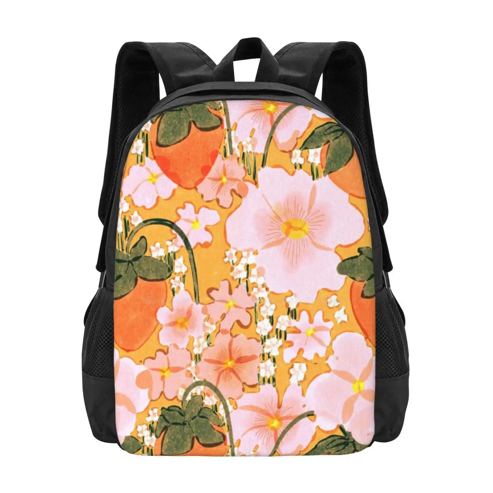 

Strawberry Fields Ii Hot Sale Schoolbag Backpack Fashion Bags Strawberry Fields Retro Vintage Bohemian Boho Flowers Floral