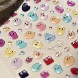 5D Realistic Jelly Lovely Various Colorful Cartoon Face Emote A-Z Letter Adheisve Nail Art Stickers Decals Manicure Ornaments
