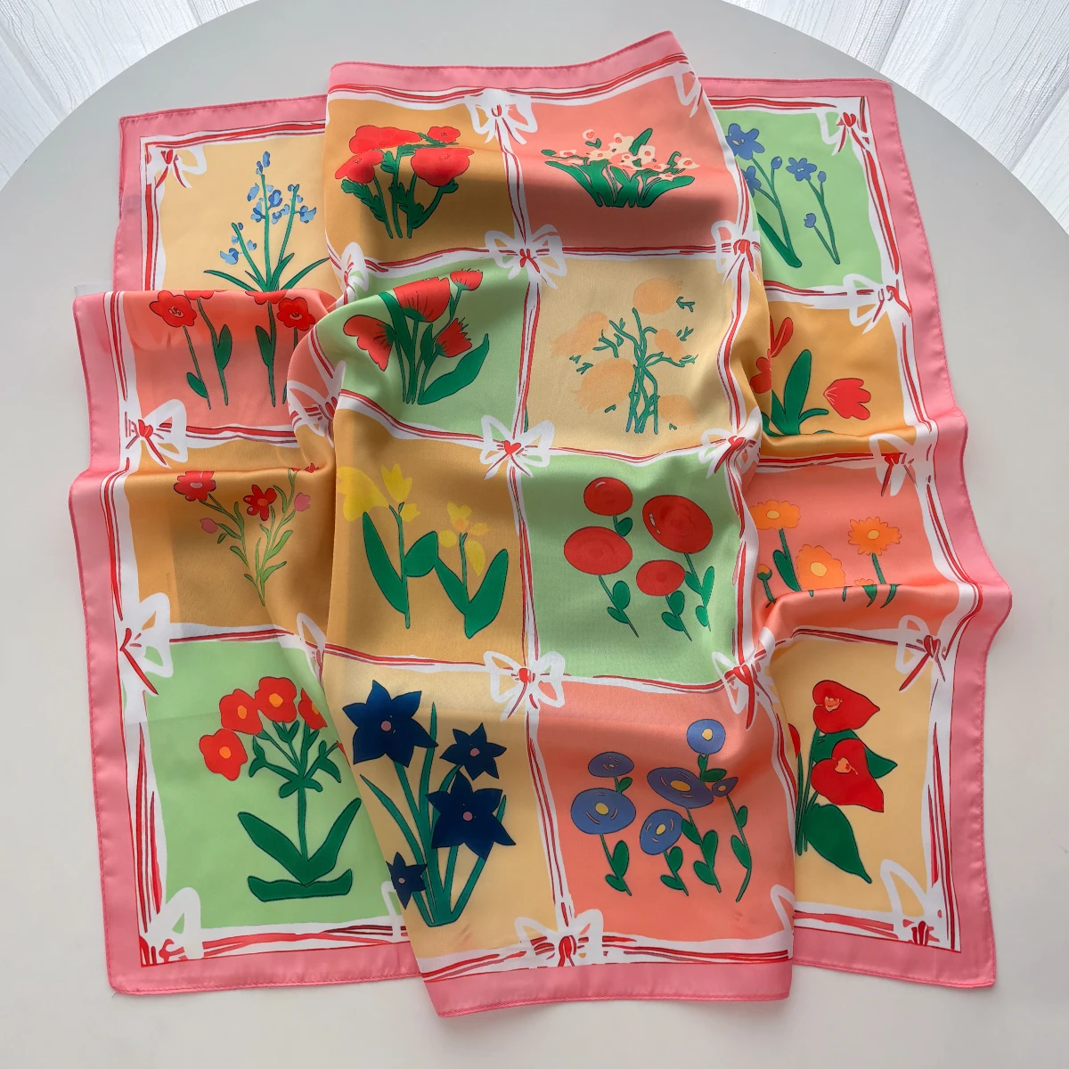 Luxury Square Scarf For Women Imitation Silk Bandanas Hijab Elegant Floral Printed Scarves Neckerchief Fashion Beach Shawl Wraps