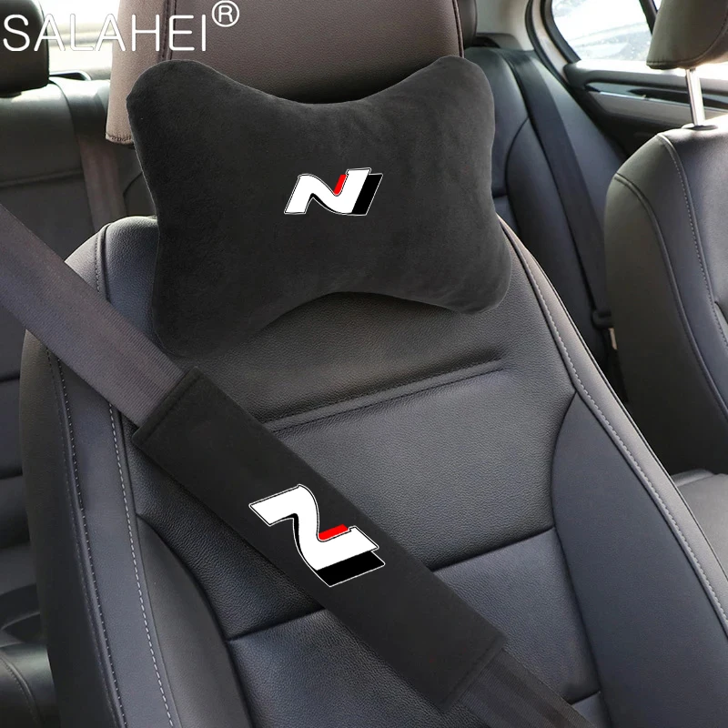 

Car Headrest Neck Pillow A pair Of Seat Belt Shoulder Pad Interior Accessories For Hyundai N i20 i30 Sonata Tucson Azera Elantra