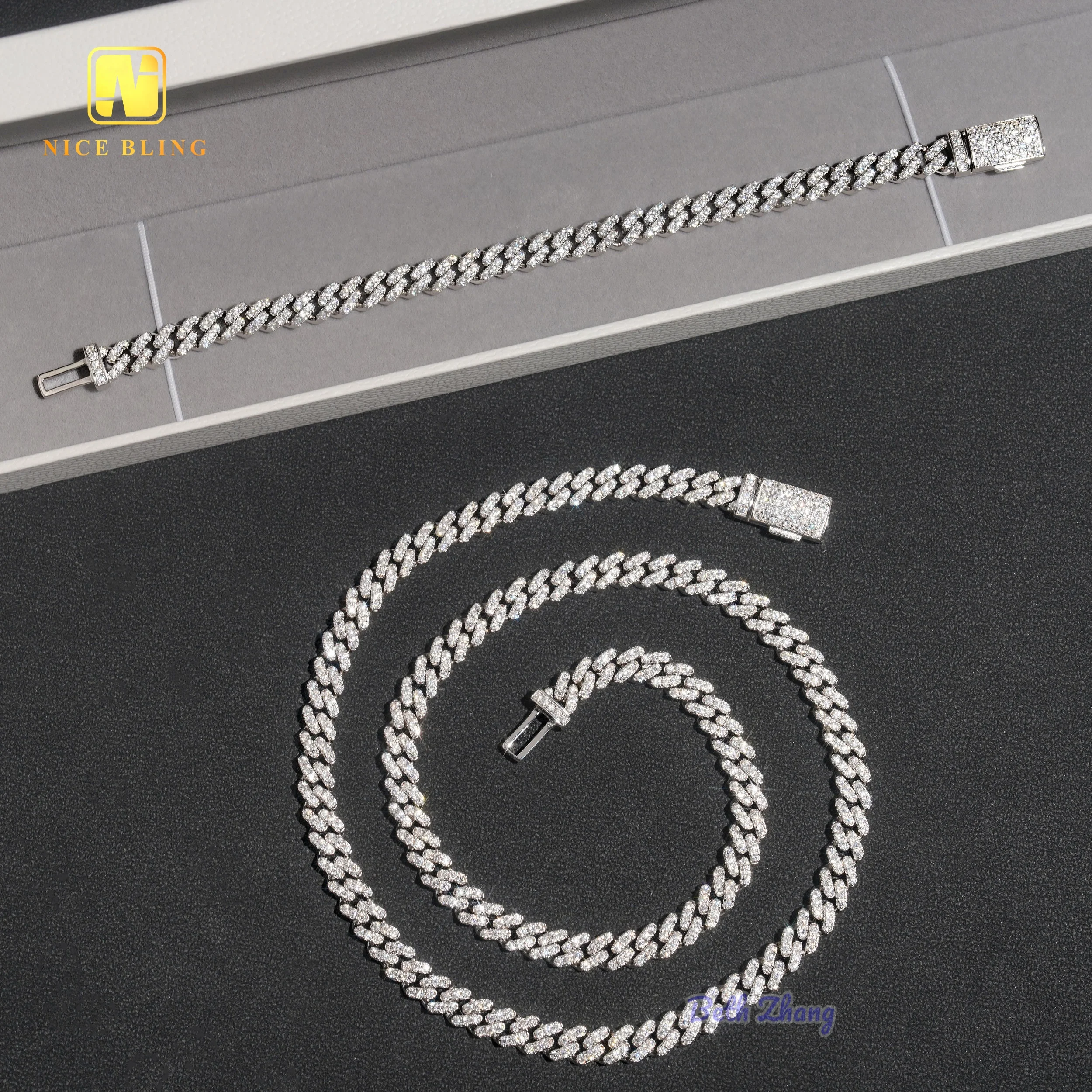 Rantai Kalung & Gelang Cuban I - Moissanite Cuban Link Chain Iced Out ulasan dan harga