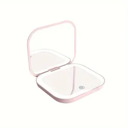 Mini Vanity Makeup Mirror with Lights Travel Folding Portable Handheld LED Compact Pocket Cosmetic Mirror 2X Magnifying Gifts