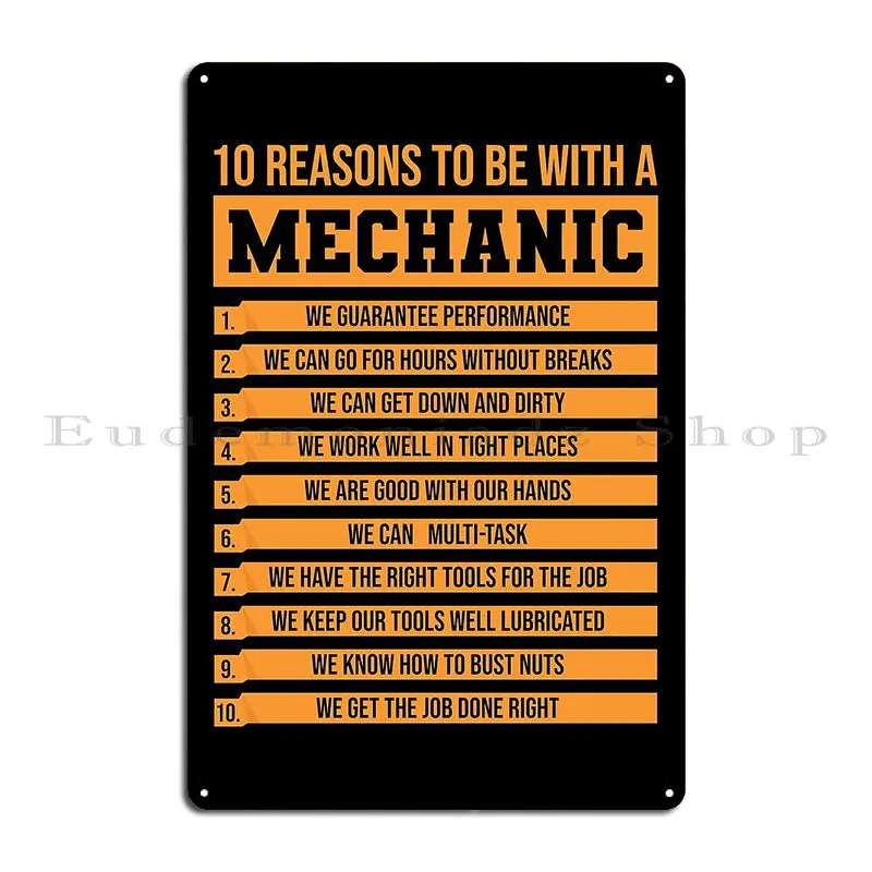 10 Reasons To Be A Mechanic Funny Mechanical Metal Sign Poster Printed Party Custom Garage Wall Cave Tin Sign Poster