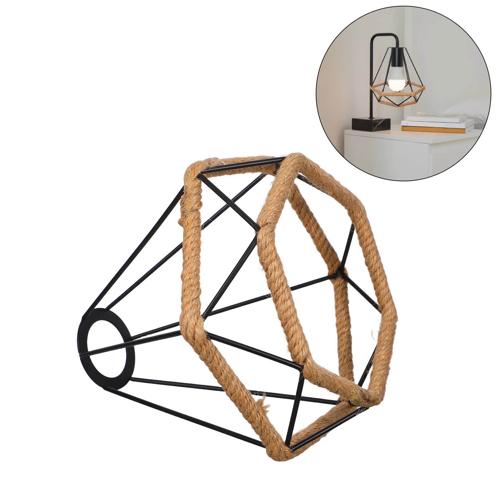 

Lamp Lampshade Light Bulb Covers Desktop Braided Decorative Protector Handwoven Hanging Metal