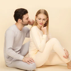 Fashion Daily Autumn Winter Lovers Pure Cotton Long Johns Men Leggings Medium Thick Thermal Underwear Set Women Thread Underwear