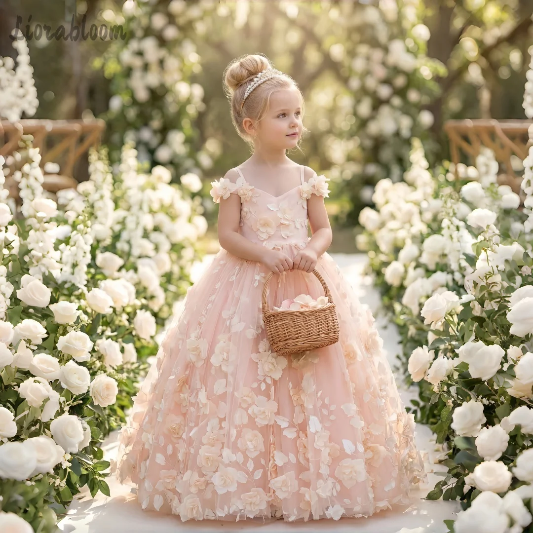 Gaun Bunga Kustom Model Off-Shoulder dengan Rok Lebar, Gaun Pengiring Pengantin dari Tulle, Pakaian Formal untuk Anak Perempuan, Pakaian Pernikahan Anak Perempuan, свадебное платье