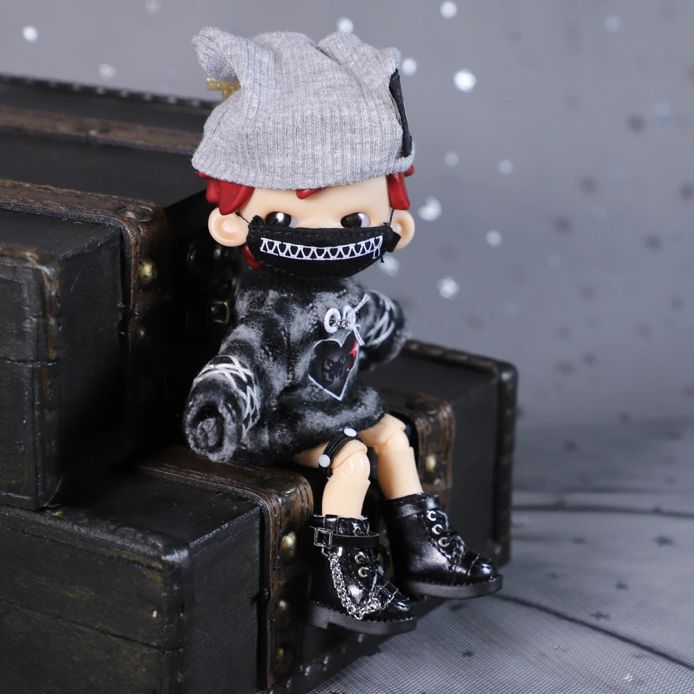 Ob11 Clothes Casual Striped Sweater Hat Mask Set Cold Style Doll Clothes For Molly, 1/12bjd, Gsc Body,Ymy,Ufdoll, Obitsu11 Doll