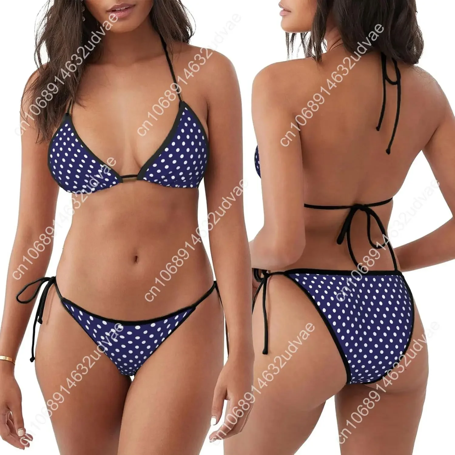 Luipaardprint Halter Triangle Tie Side Bikini Set Tweedelige badpakken voor dames