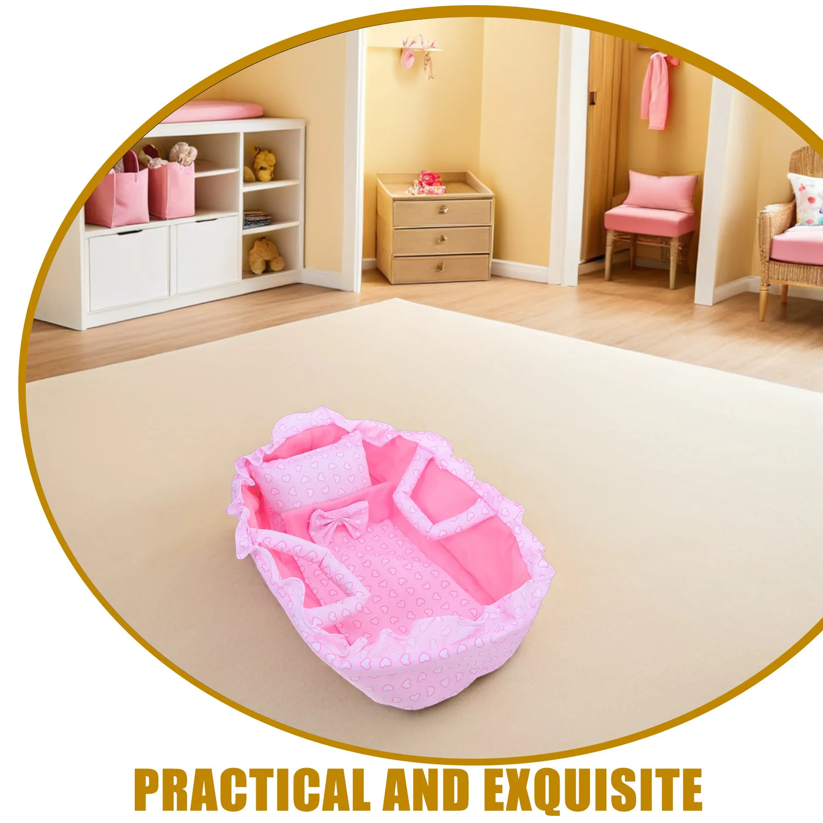 

Набор из 1 предмета: Детская переносная колыбель-люлька с ручкой, мягкой подушкой, одеялом и игровым набором для ролевых игр (13 элементов)