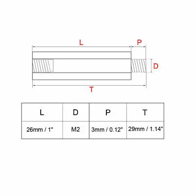 50pcs M2 26+3mm Male Thread Brass Round Standoff Spacer Screw PCB Pillar