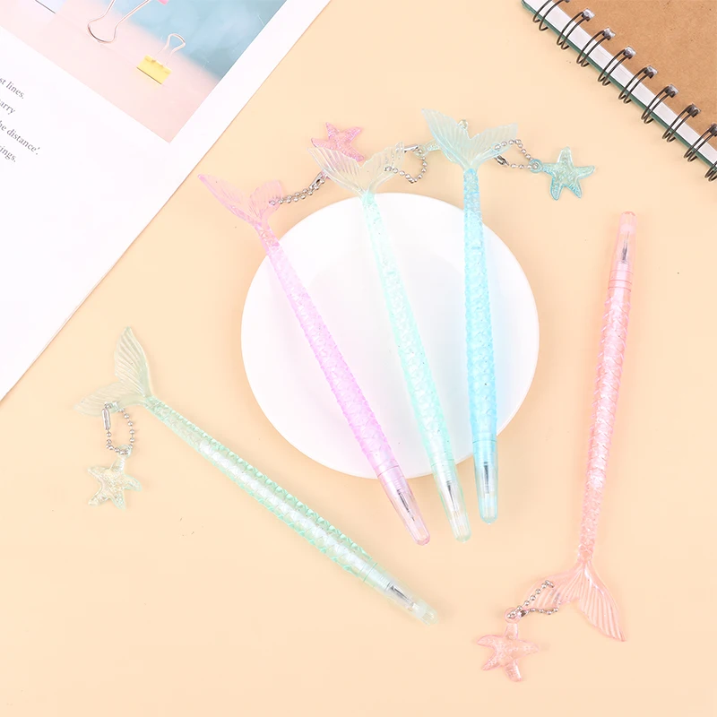 5Pcs Crystal Glitter Mermaid Pendant Neutral Pen Wedding Bridesmaid Guest Gift Kids Birthday Party Favors Pinata Fill Gifts