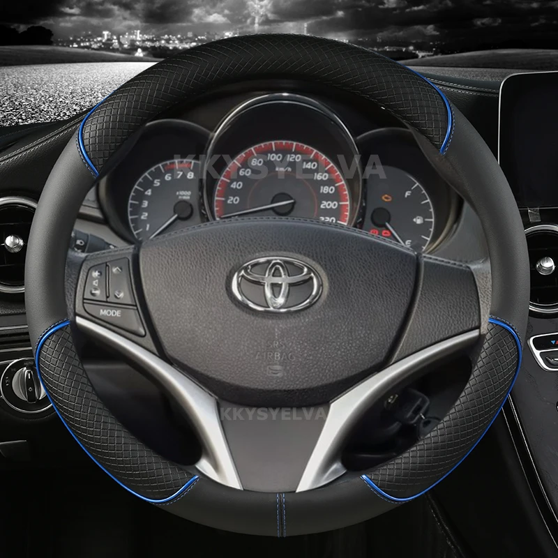 Microfiber Leather Car Steering Wheel Cover For Toyota Yaris Vios 2014 2015 2016 2017 2018 Auto Accessories