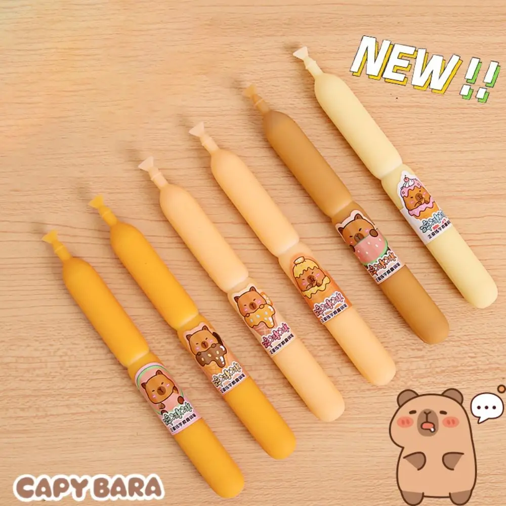 

Creative Popsicle Shape Capybara Fountain Pen Replaceable Ink Smooth Gel Pen Cartoon 0.38mm Neutral Pen Drawing Writing Tool