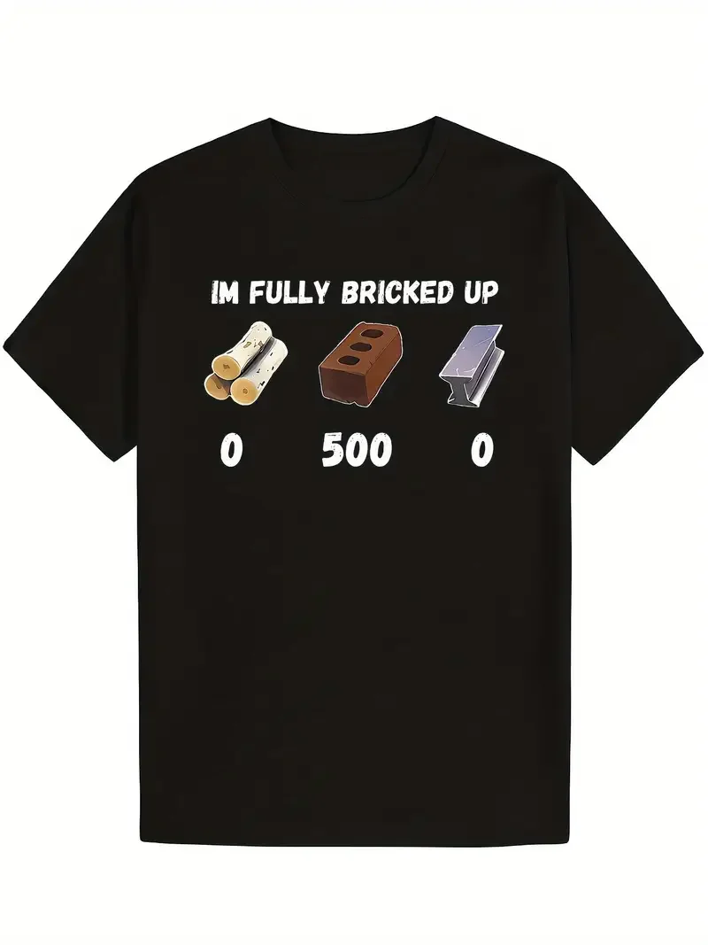 T-shirt Vintage pour Homme et Femme, Meme 'I'm Fully Bricked Up', Humour Génération Z, Motif Chat Mignon, Style Hip Hop Harajuku Y2k, Thème Gaming