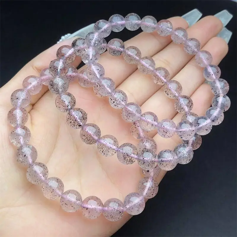 

8MM Natural Pink Mica Quartz Bracelet Healing Reiki Crystal Man Woman Fengshui Jewelry Birthday Gift 1pcs