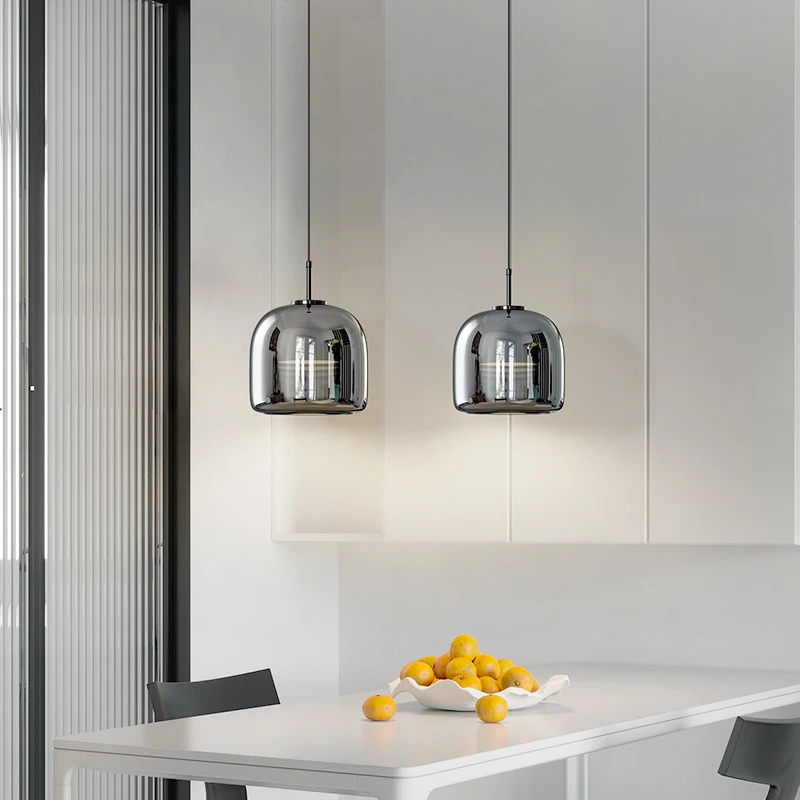Nordic Led Glass Gloss Pendant Lights Bedroom Bedside Hanging Attic Decorative Chandelier Modern Minimalist Indoor Lighting Lamp