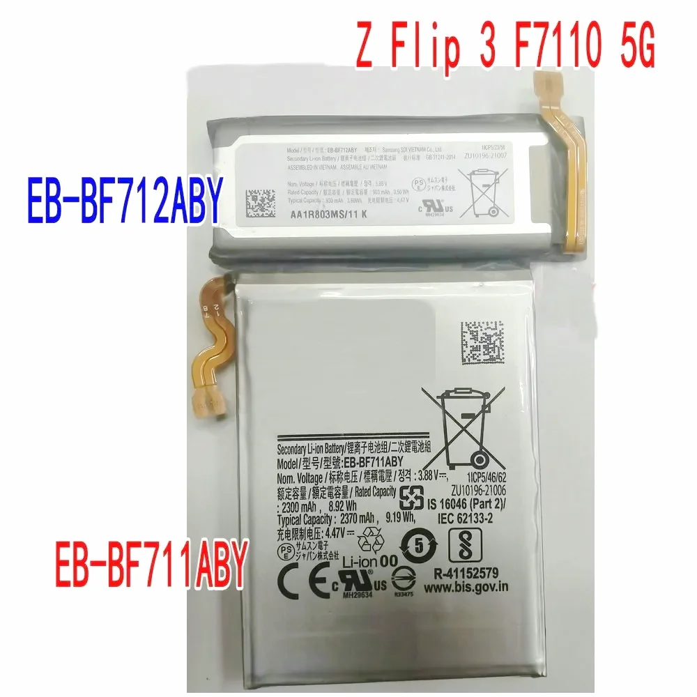 A Pair EB-BF711ABY EB-BF712ABY Replacement Battery For Samsung Galaxy Z Flip 3 F7110 5G Mobile Phone