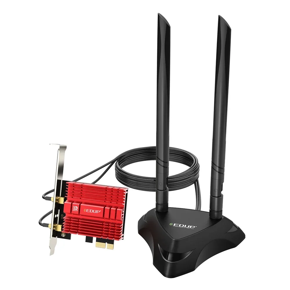 

EDUP WiFi 6E AX210 PCI-E Adapter Network Card AX210NGW With Extend Antenna Base wifi6 lan converter