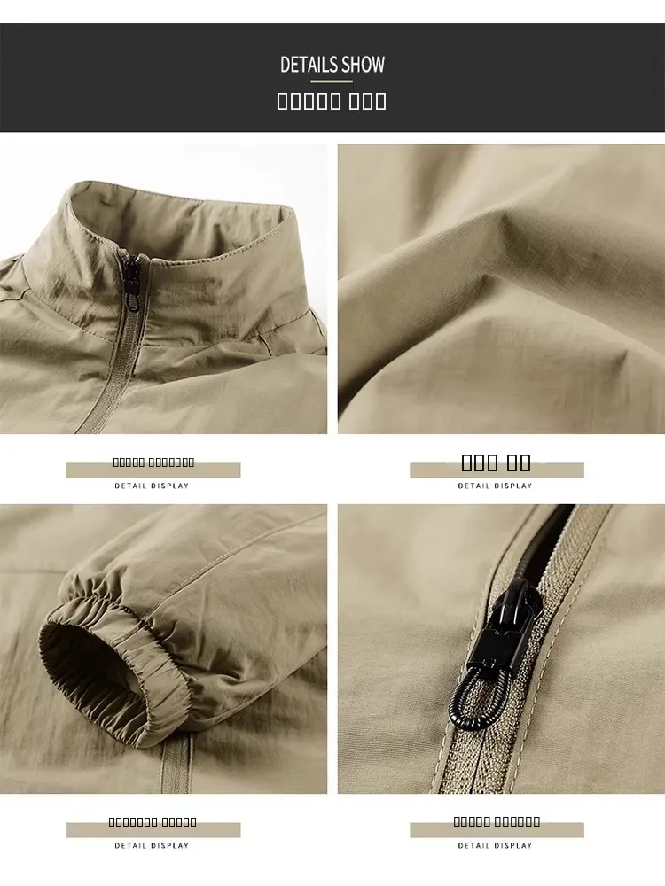 معطف رجالي من Thiened Fce مبطن للخريف والشتاء مقاوم للرياح وياقة واقفة ملابس عمل غير رسمية معطف واق من الرياح الرياضي #4