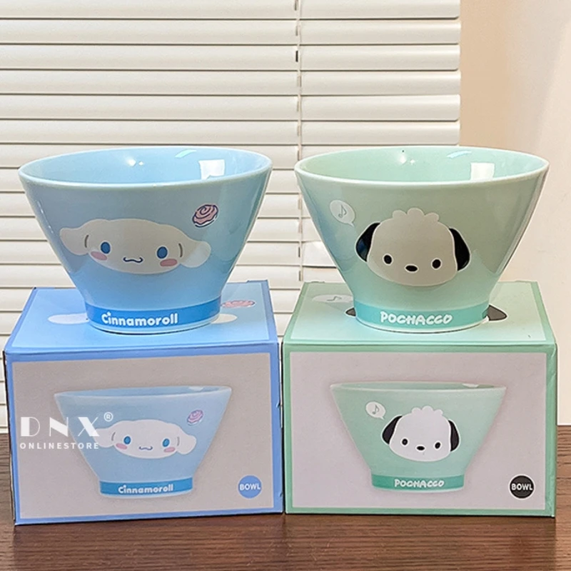 Anime Cartoon Sanrio Character Peripheral Ceramic Ramen Bowl Hello Kitty Tableware Salad Bowl Large Capacity Household Soup Bowl